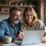 Couple de milieu d'âge dans une cuisine moderne en rénovation