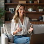 Femme souriante en coaching design interieur