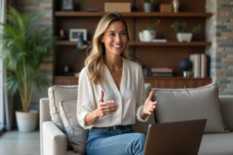 Femme souriante en coaching design interieur