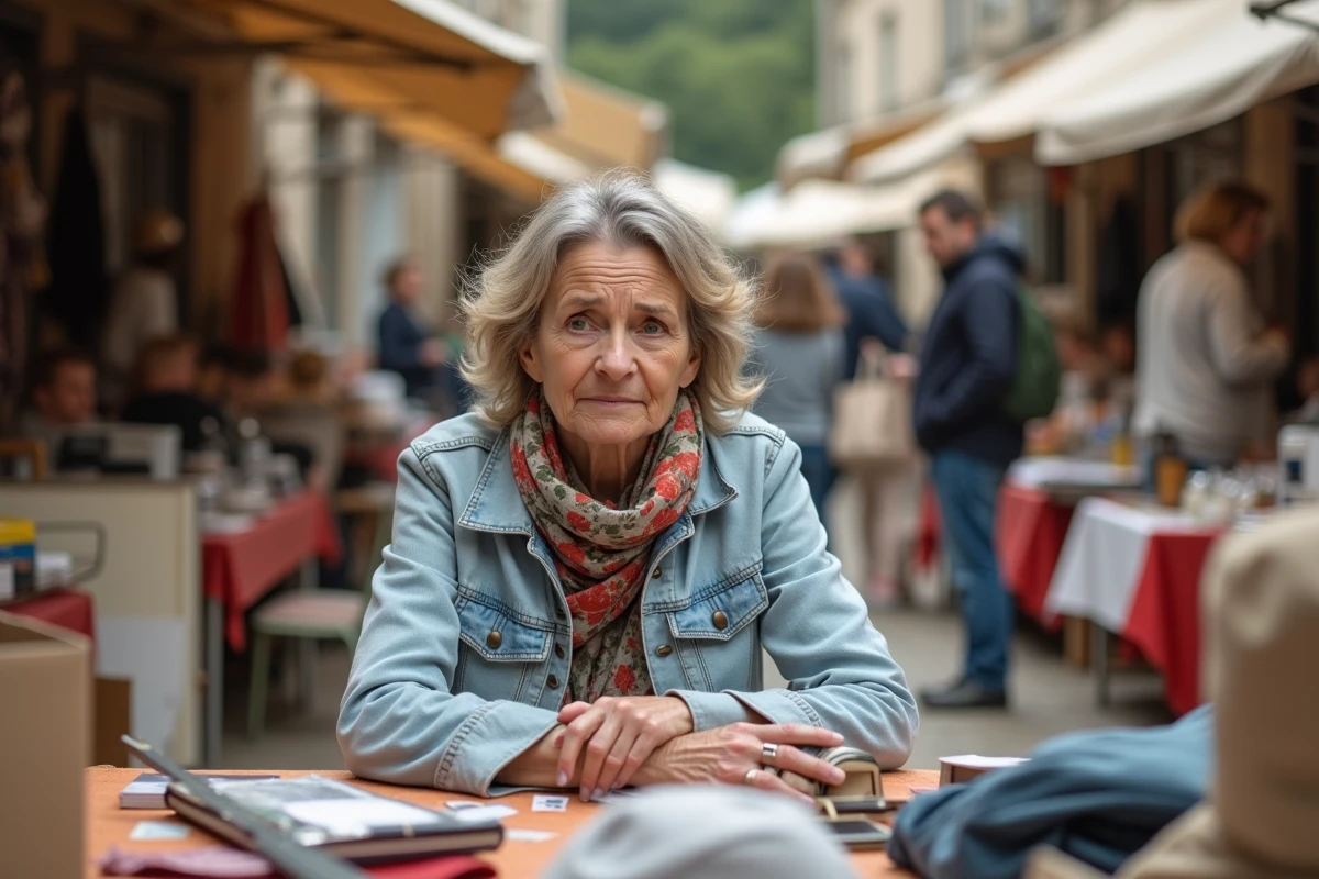 Femme frustrée au vide grenier dans Tarn et Garonne