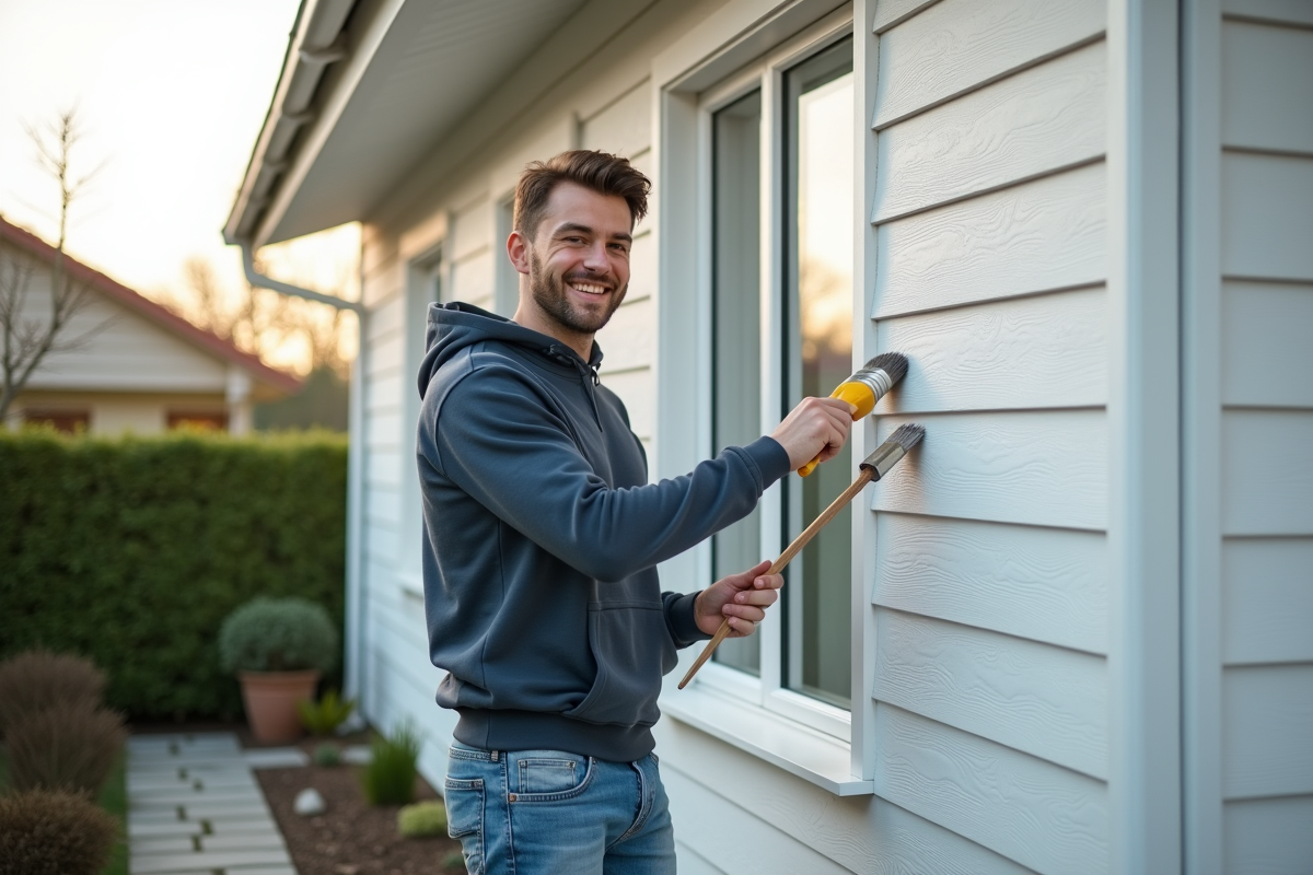 Jeune homme peignant l