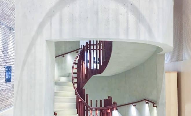 empty spiral stairs inside building
